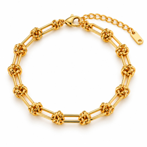 TZ001 gold-tone stainless steel link bracelet with adjustable extension chain