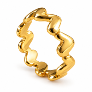 JZ046 gold-tone stainless steel horizontal heart link ring
