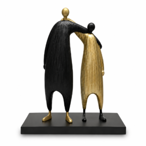 Shangju two elongated black and gold-tone figures on shared black base