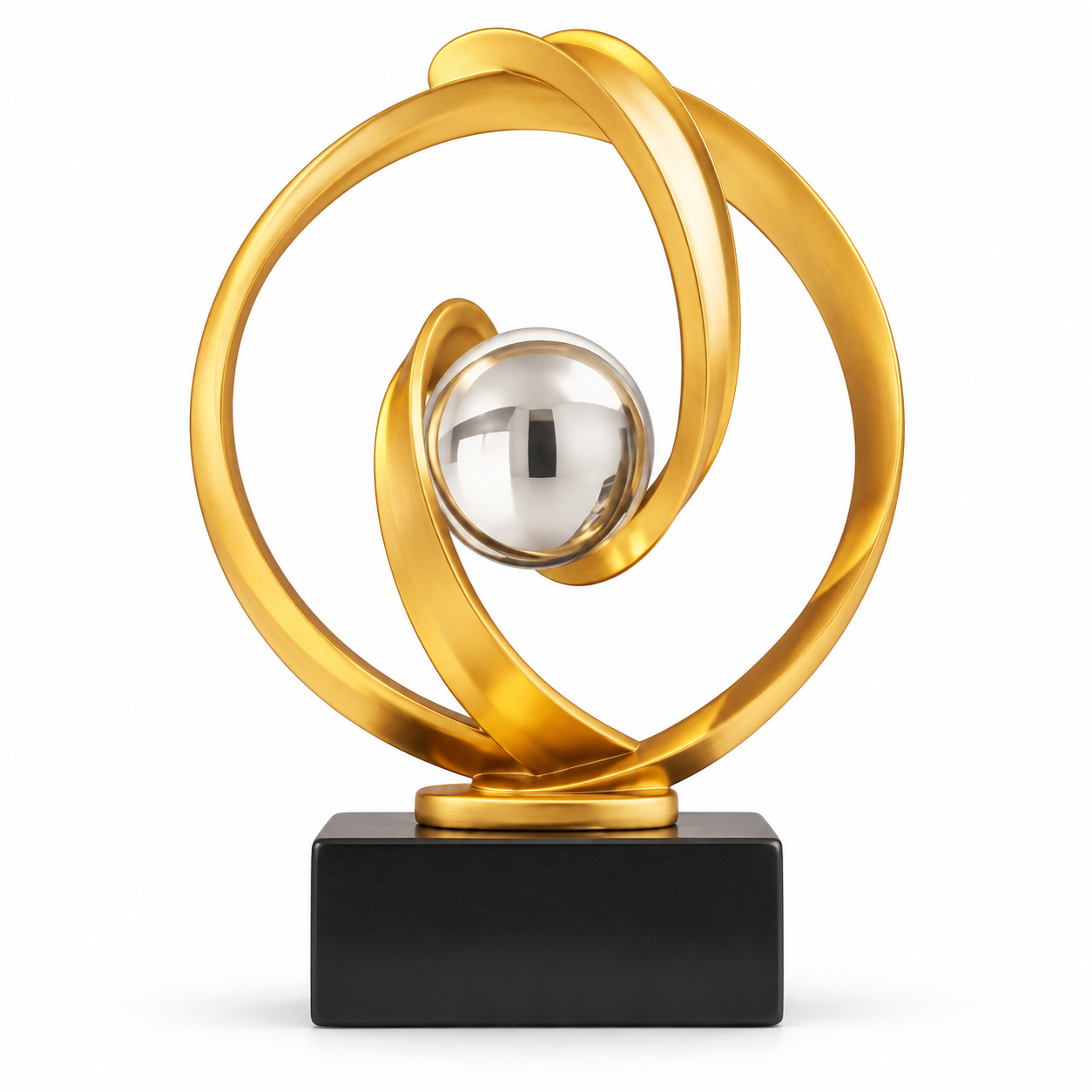 gold orbital sculpture with silver sphere Shangju gold-tone orbital sculpture with silver-tone sphere