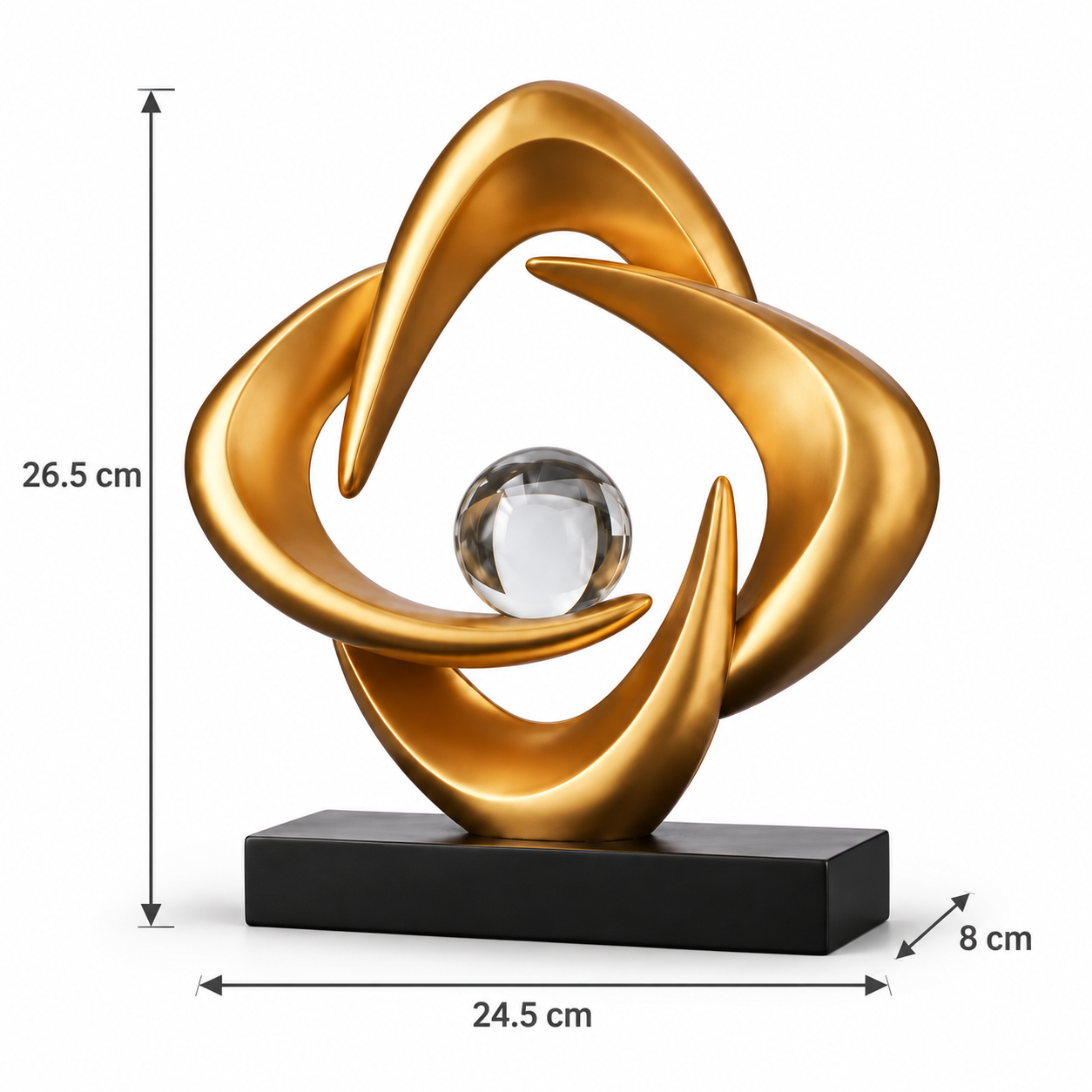gold swirl sculpture with clear sphere(1) gold swirl sculpture with clear sphere(1)